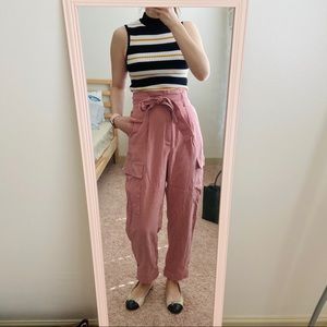 Paperbag belted pants